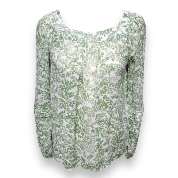 LC Lauren Conrad | Boho Square neck Peasant Blouse Botanical Plant Leaf Print XS - Picture 1 of 4